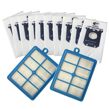 

10Pcs Vacuum Cleaner Dust Bags S-Bag and 2Pcs H12 Hepa Filter for Electrolux Cleaner Fc9084 Fc9130 Fc908