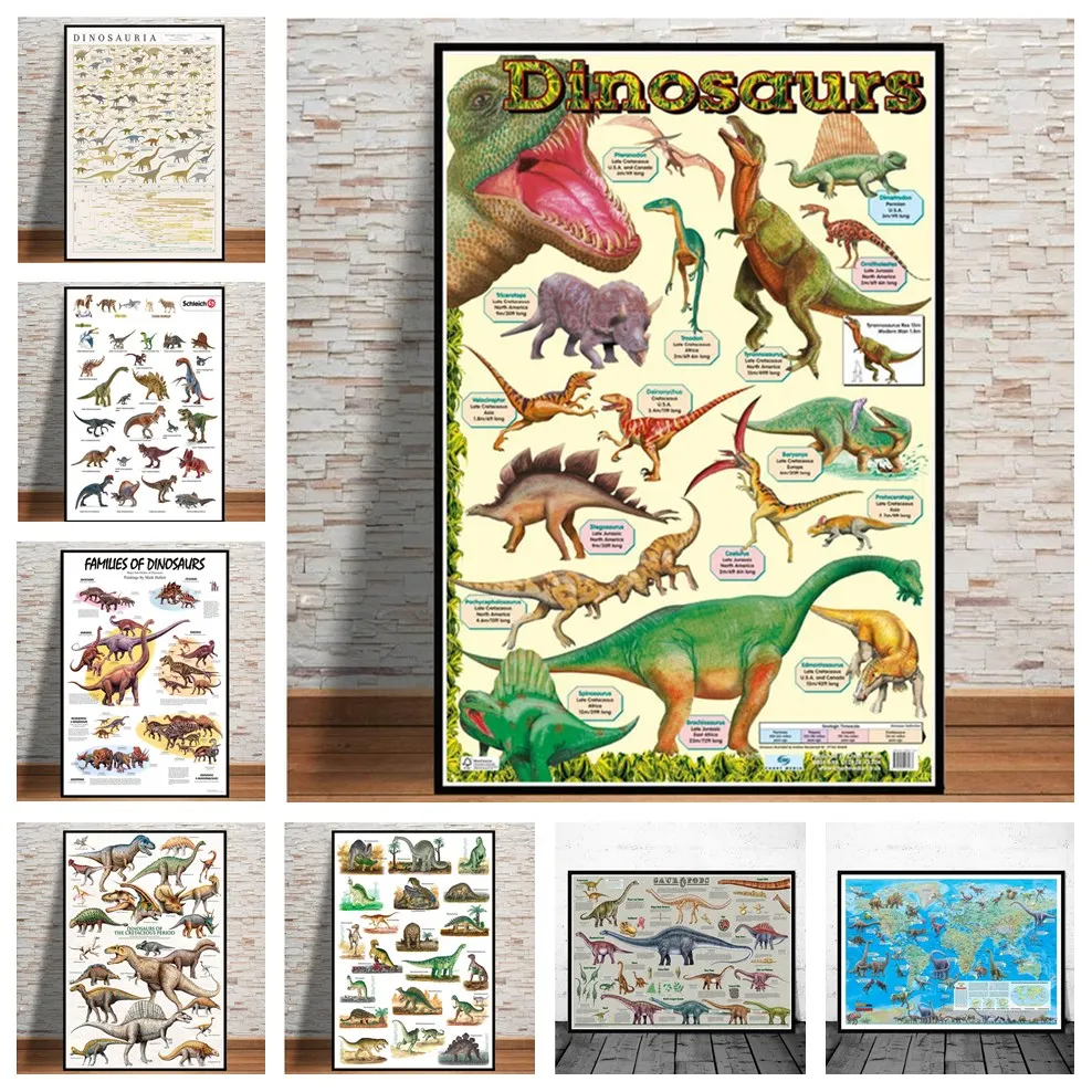 Dinosaur Evolutionary Picture Nordic Art Decor Poster Quality Canvas Painting Home Decor Nursery Kids Room Wall Decor A891