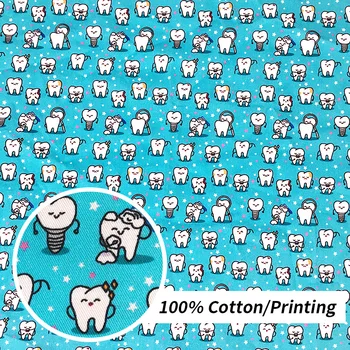 

DIY Handmade Needlework Sewing Quilting Material Twill cloth Cartoon Tooth Printing cotton fabric for Craft Pillow Cases Cushion