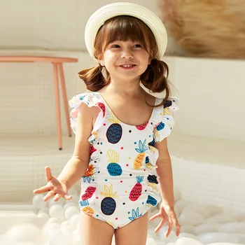 

2020 Children's Swimwear Small zhong da tong Cute Baby Printed Swimsuit Bathing Suits Bodysuits Beach wear Big Ruffled Swimwear