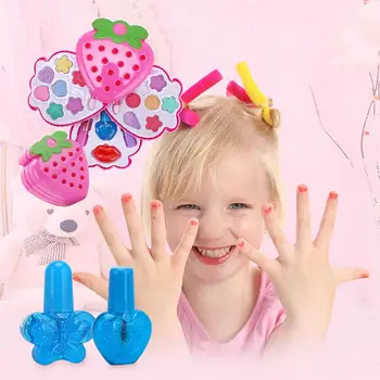 

Kids Makeup Toy Pretend Play Kid Makeup Set Safety Non-toxic Makeup Kit Toy For Girls Dressing Cosmetic Travel Bag Beauty Toy