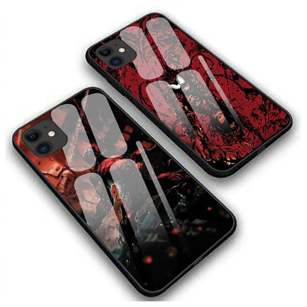 Глаза человека паука Venom Чехлы для iphone 7 8 6 6S Plus роскошный закаленный стеклянный чехол для телефона iphone 11 11Pro X XR XS MAX