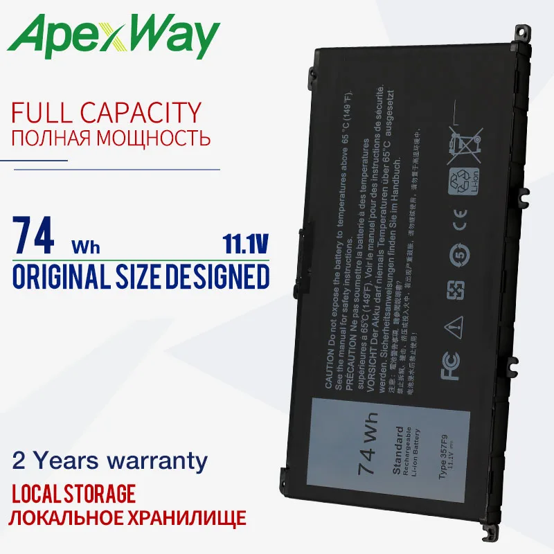 

Apexway 11.1V 74WH 357F9 Laptop Battery for Dell Inspiron 15 7000 7559 INS15PD-1548B INS15PD-1548R INS15PD-1748B INS15PD-1748R