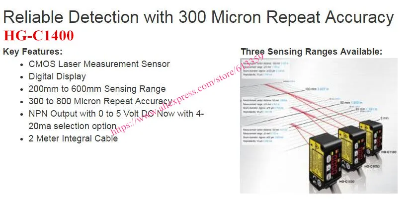 HG-C1030 HG-C1050 HG-C1100 HG-C1200 HG-C1400 Силовые транзисторы NPN Micro лазерного измерения Сенсор перемещения Сенсор