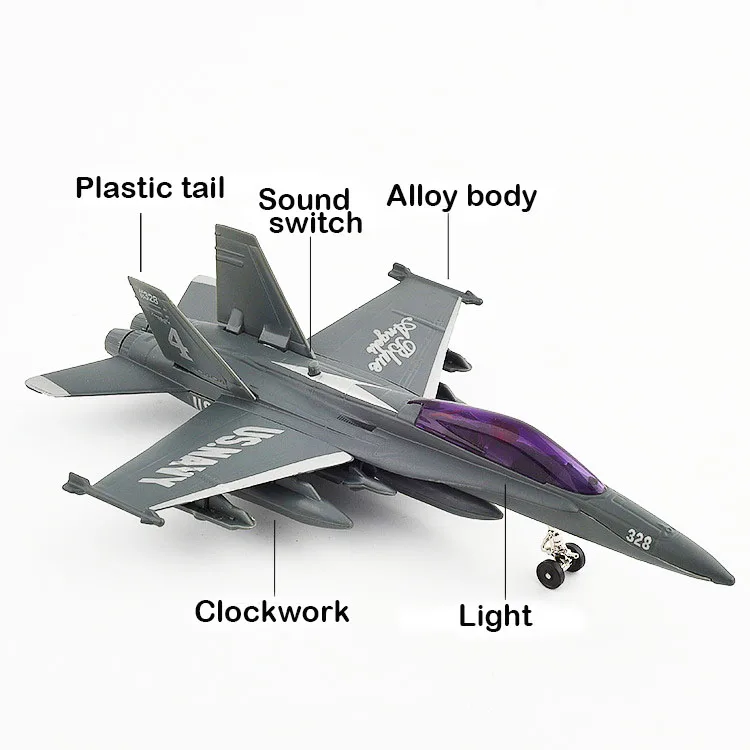 Металлический сплав США F18 орнет ударный боец модель самолета Заводной звуковой