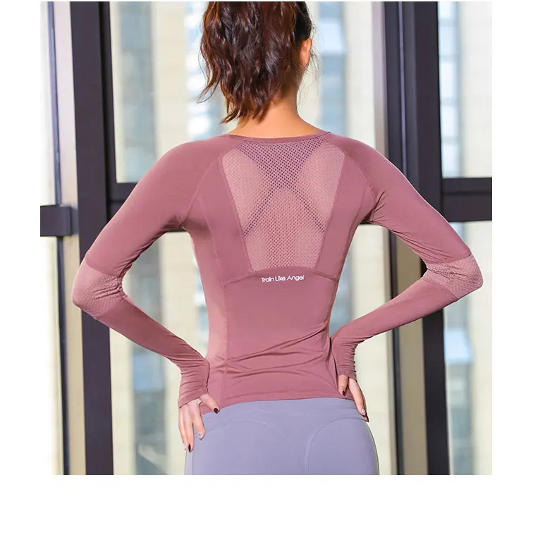 Workout Tops Women's Sports Wear Fitness Women Jersey knitting Long Sleeve Gym Woman Tight Sport Shirt Yoga Top Female T-shirt