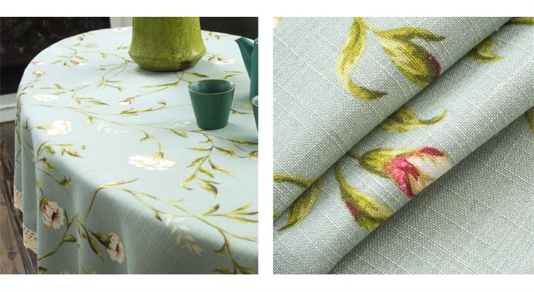 Oval Tea Table  American Fresh Small Broken Flower Tablecloth Cotton Linen New Year's Tablecloth  Coffee Table for Living Room