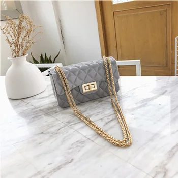 

2019 new summer chain small fragrance wind bright jelly ladies bag pearlescent Korean version of the shoulder mini bag tide