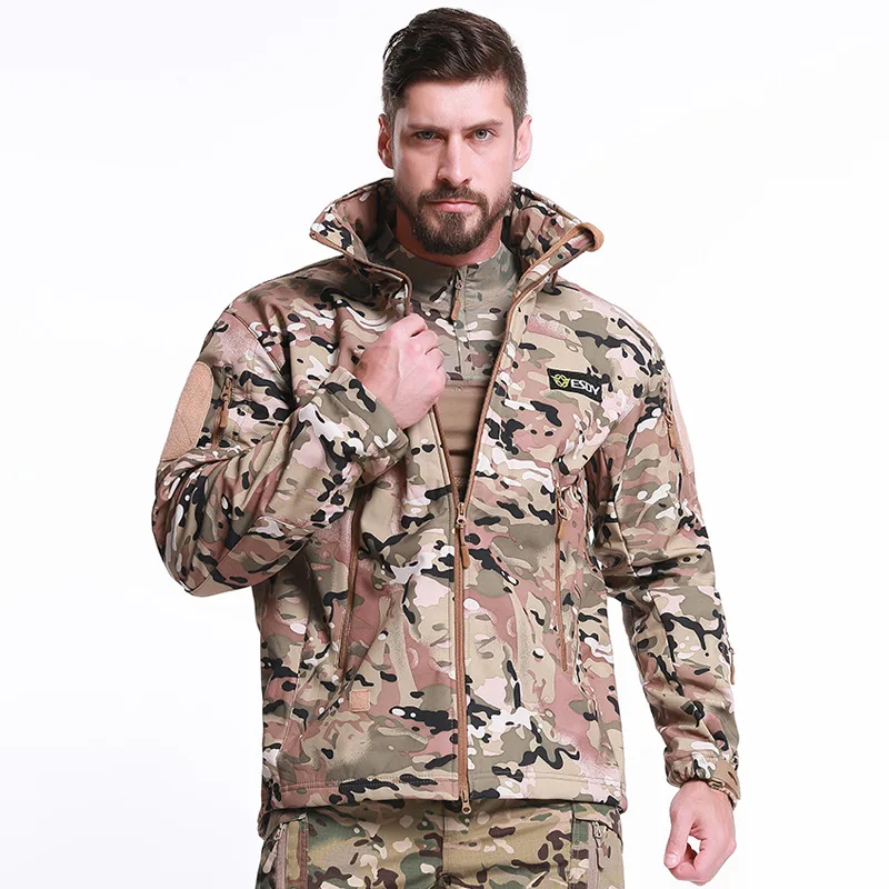 Мужская Военная тактическая куртка, уличная флисовая куртка из мягкой оболочки, армейская спортивная куртка Polartec, термо-охотничья спортивная куртка с капюшоном