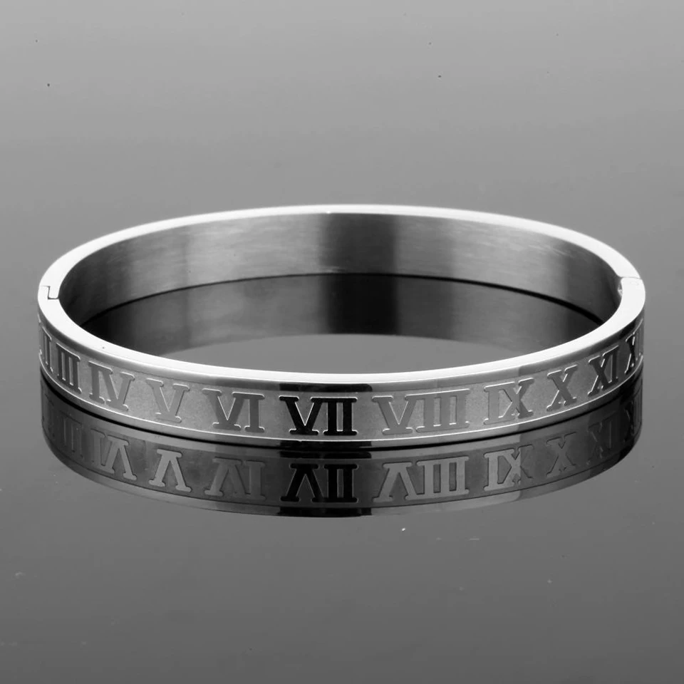 Roman Letter Steel 3 шт./компл. Горячая Для мужчин Титан Сталь римские браслет с цифрами Пряжка подковы браслеты в едином положении во время занятий легкой атлетикой, Bileklik Роскошные ювелирные изделия ручной работы - Окраска металла: Roman Letter Steel