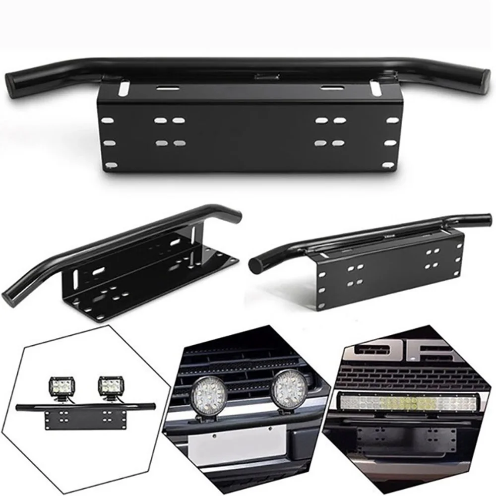 Plate Bracket Car Plate Holder Black Car License Plate Offroad Front License Frame Holder Light Bar Mount Bumper For SUV Truck