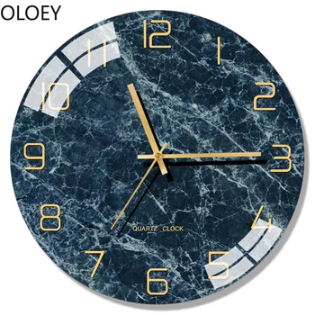

Luxury Large Wall Clock Glass Modern Crackle Glass Clock Bathroom Office Living Room Bedroom Silent Watches Vinyl Record Clock