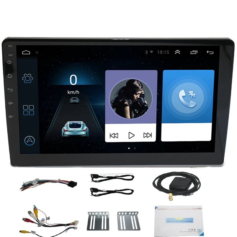 MOOL 10.1 Inch Android 8.1 Quad Core 2 Din Car Press Stereo Radio Gps Wifi Mp5 Player Us