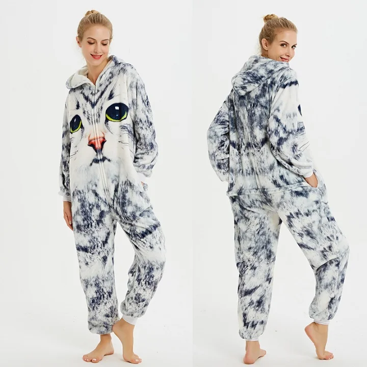 Кигуруми Единорог пижамы onesie для женщин Стич зимняя Фланелевая Пижама для взрослых Единорог пижамы в целом пара пижамы унисекс - Цвет: 8