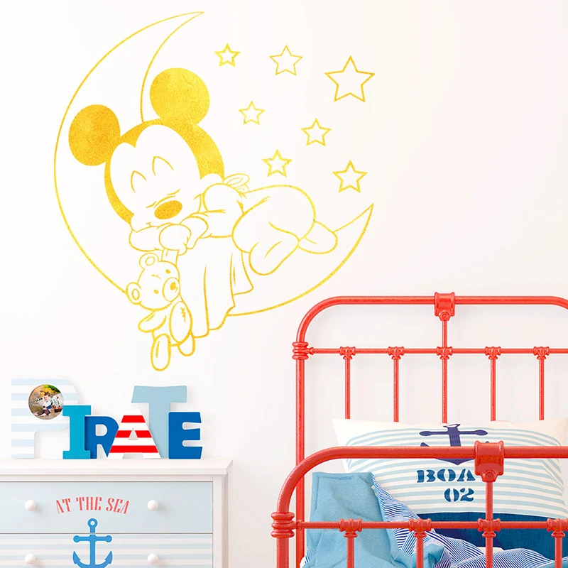 Cartoon Style Mickey Mouse Sweet Dream Wall Sticker Home Decor For Kids Room Bedroom Decoration Decals Creative Stickers