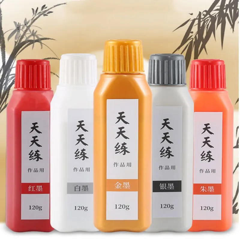 120G Gold/Silver/White/Red Calligraphy Ink Chinese Painting Metallic Pigment Paint For Writing Stationery Office Supplies