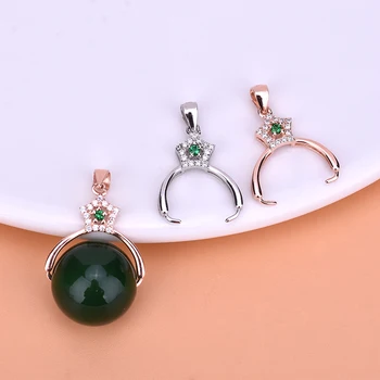 

s925 sterling silver pentagram pendant buckle jadeite beeswax amber safety buckle pin buckle diy pendant accessories