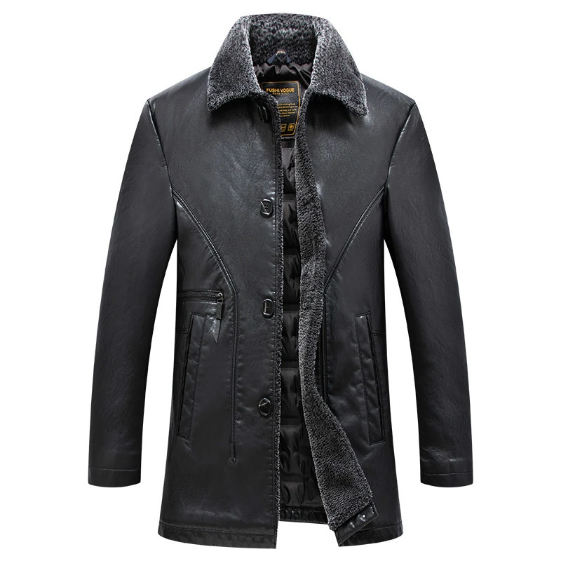 Большие размеры 8XL 7XL Новое мужское пальто из натуральной кожи мужская длинная куртка из овчины кожаные зимние куртки мужские s Плюс размер - Цвет: 1
