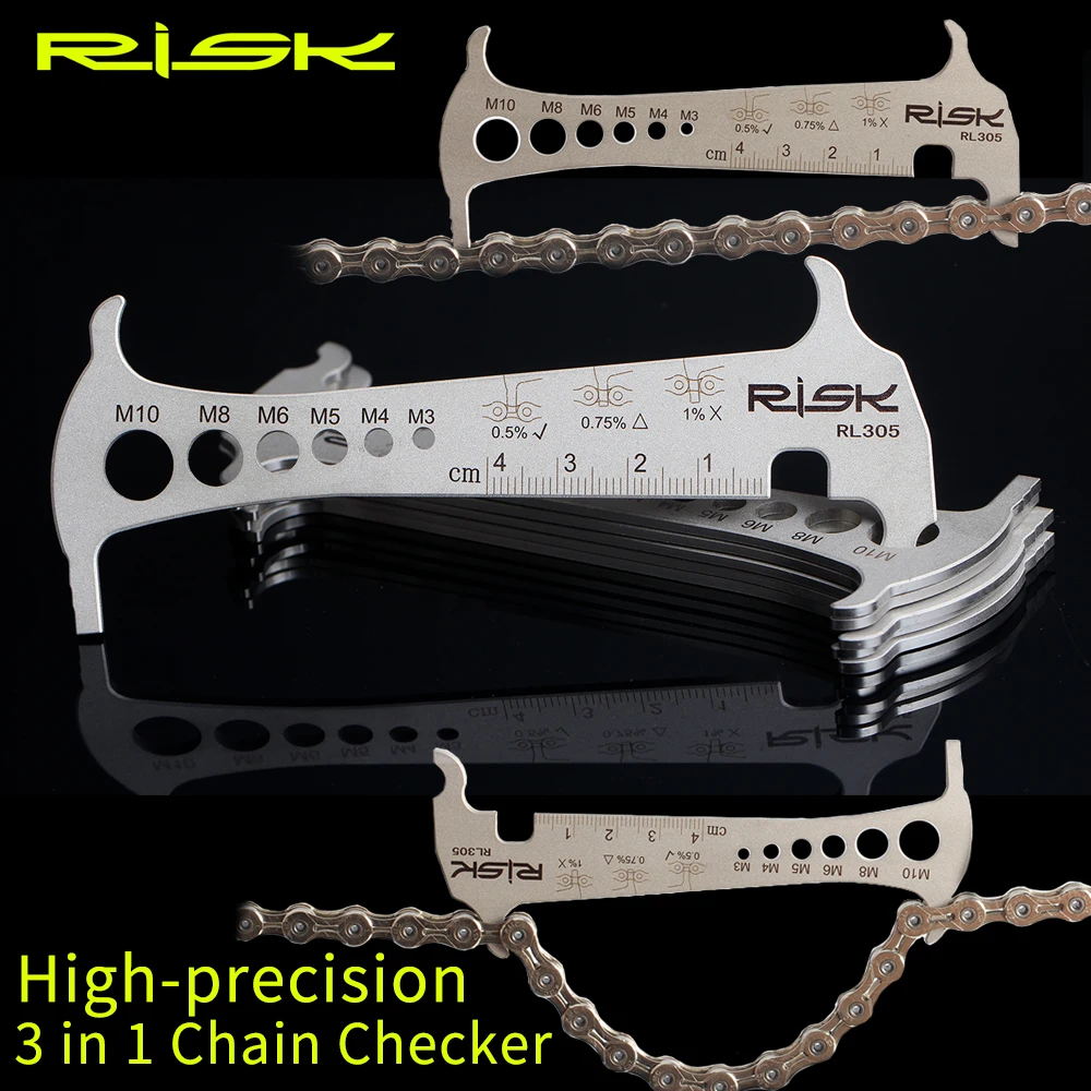 

RISK 3 in1 Bike Chain Wear Indicator Checker Gauge Cycling Bolt Measurement Chain Hook MTB ROAD Repair Chain Tool Replacem Ruler