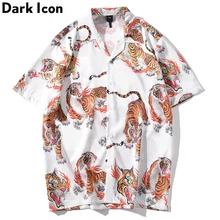 Dark Icon Tiger Full Print Hip Hop Shirt Men Women 2020 Summer Streetwear Men's Shirt Casual Shirts for Men