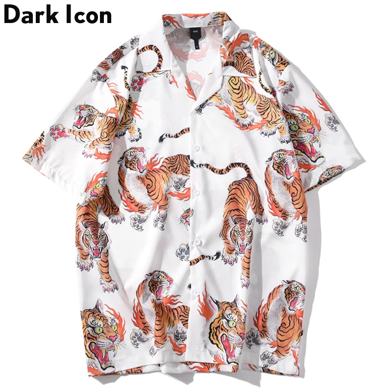 Dark Icon Tiger Full Print Hip Hop Shirt Men Women 2020 Summer Streetwear Men's Shirt Casual Shirts for Men Dark Icon Tiger Full Print Hip Hop Shirt Men Women 2020 Summer Streetwear Men's Shirt Casual Shirts for Men