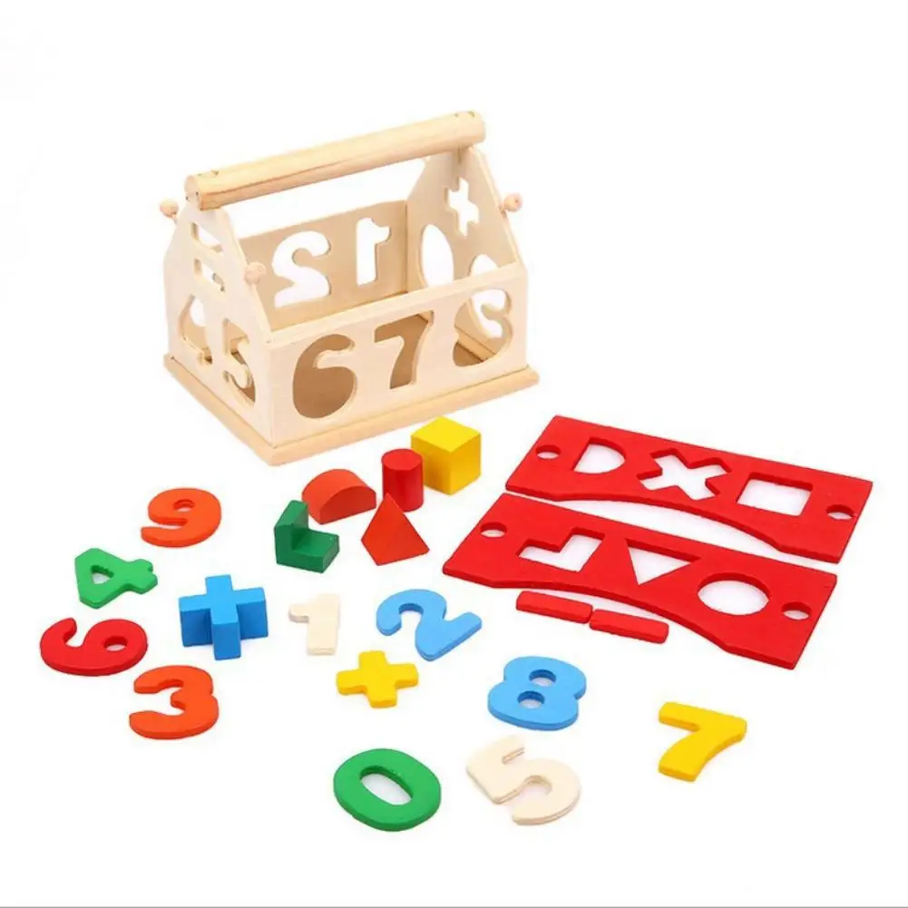 Wholesale Kid Wooden Number House Building Toy Educational Intellectual Blocks