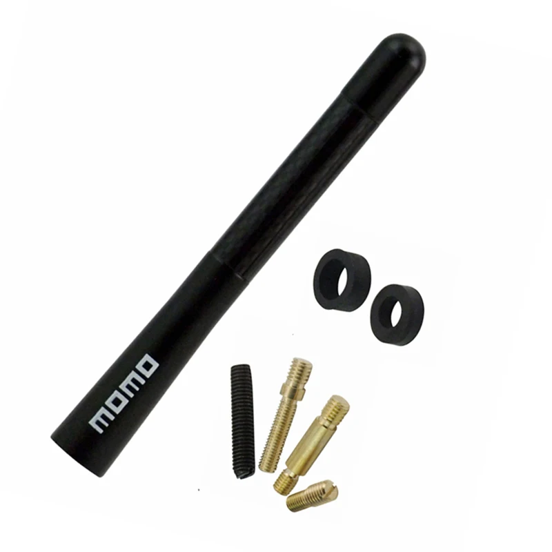 Car Antenna 12cm Momo 4.7inch Carbon Fiber Car Roof AM/FM Radio Aerial Decorative Antenna Universal For Most Vehicle Auto