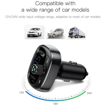 

VODOOL 12-24V Dual USB Charger FM Transmitter 3.4A Bluetooth Handsfree Car Kit Wireless FM Modulator TF Card U Disk MP3 Player