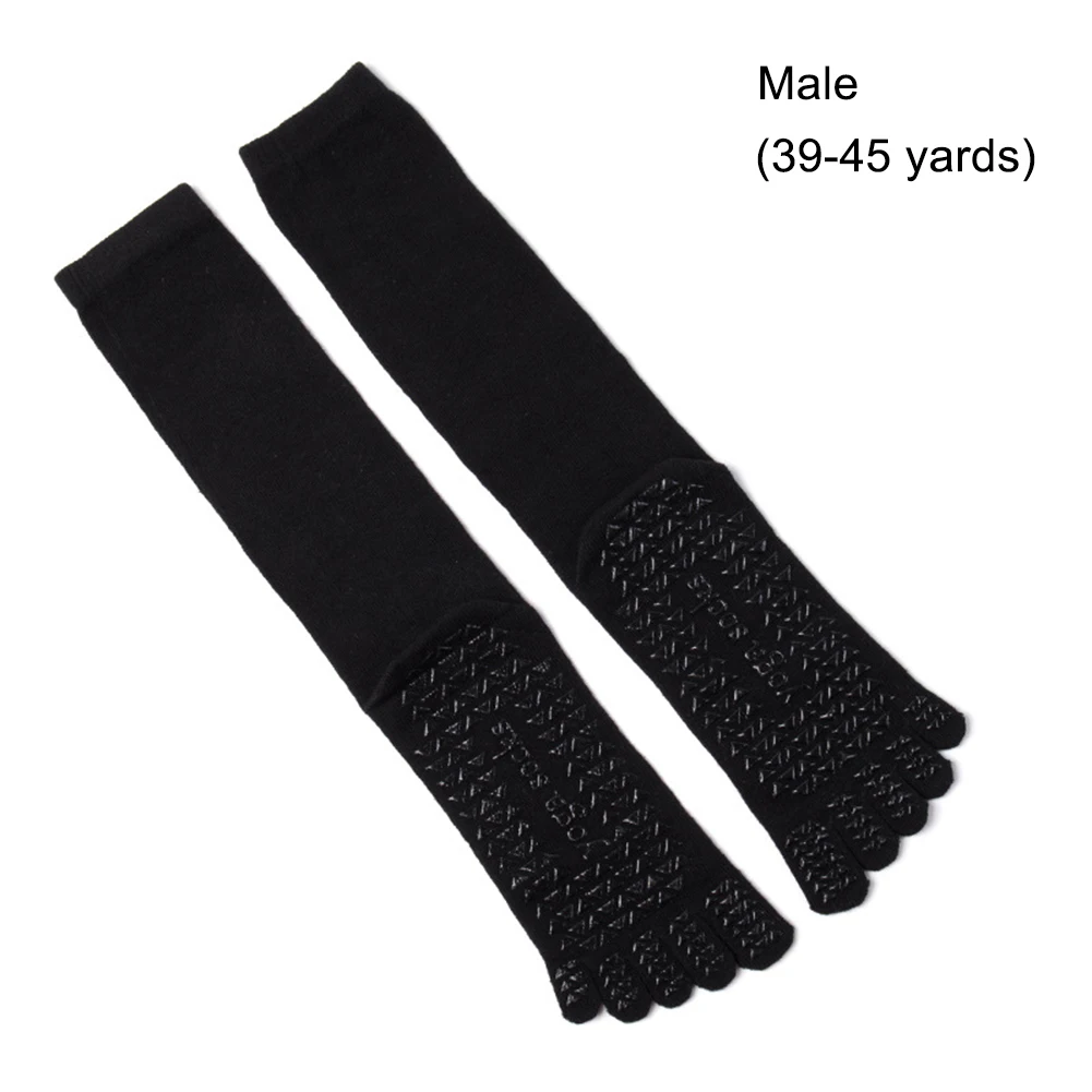 Middle Black male Противоскользящие носки для йоги, упражнений, пилатеса, пять пальцев, хлопковые, для танцев, с силиконовой подошвой, для спортзала, фитнеса, дышащие колготки - Color: Middle Black male