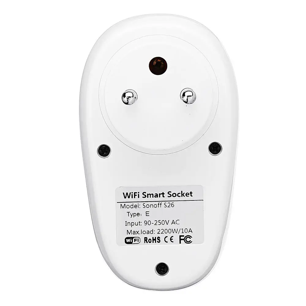 SONOFF S26 10A AC90V-250V Смарт Wi-Fi розетка US/UK/AU/EU беспроводной штекер розетки
