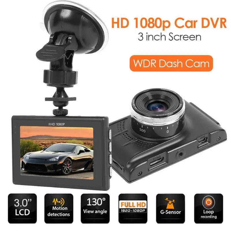 Double Lens Car DVR Camera Zinc Alloy SE003 FHD 1080P 3 inch IPS Screen G-sensor Night Vision Dashcam Video Recorder Black