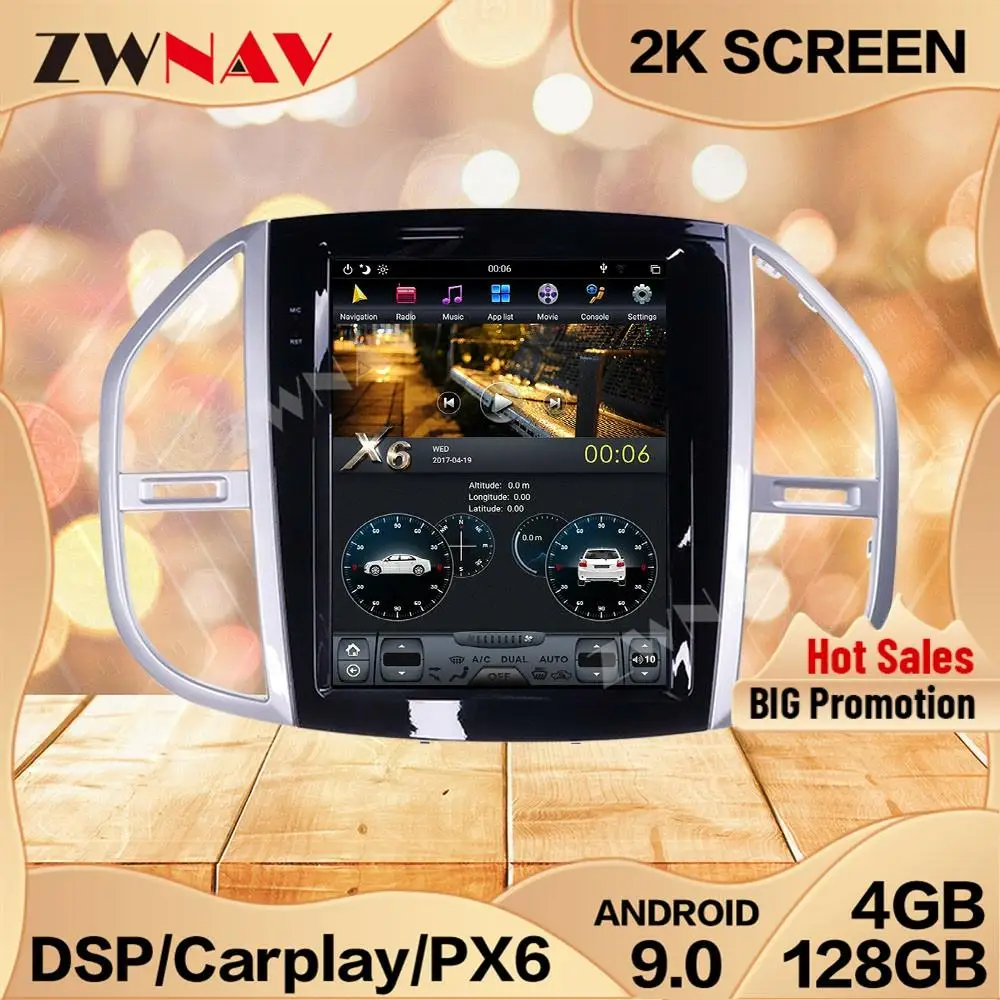 4 + 128G Tesla Экран для Мерседес-Бенц Вито 2016 2017 2018 2019 Android 9 мультимедийный плеер GPS