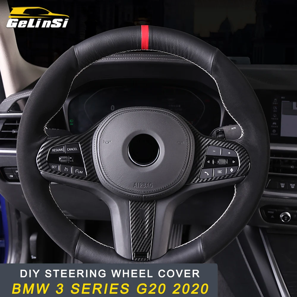 

Gelinsi DIY Steering Wheel Cover Genuine Cow Leather Suede with Needle and Thread Accessories for BMW 3 Series G20 2020 Car