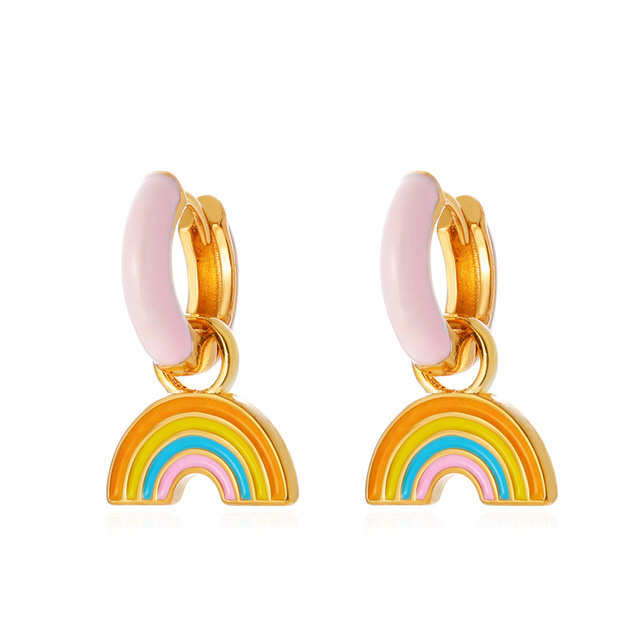 Pair Rainbow Drop Earrings for Women 2021 Trend Fashion multicolor Small Hoop Earrings Jewelry Women's Gifts