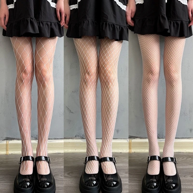 Women Sexy Anime Cosplay Lolita Girls Tights White Black High Waist Fishnet Nylon Stocking Mesh Hosiery Pantyhose Halloween Sock |
