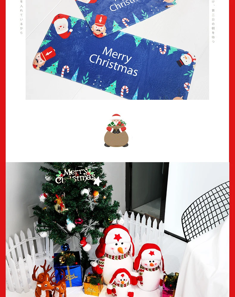 OHEART 3D Рождественский Санта-Клаус Противоскользящий коврик для кухонной комнаты фланелевый ковер Рождественское украшение для домашнего пола ванной комнаты