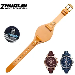 Elegant Genuine Leather Quick Release Watch Strap - 18mm Women's Band Accessory - 18mm (Yellow - gold buckle)