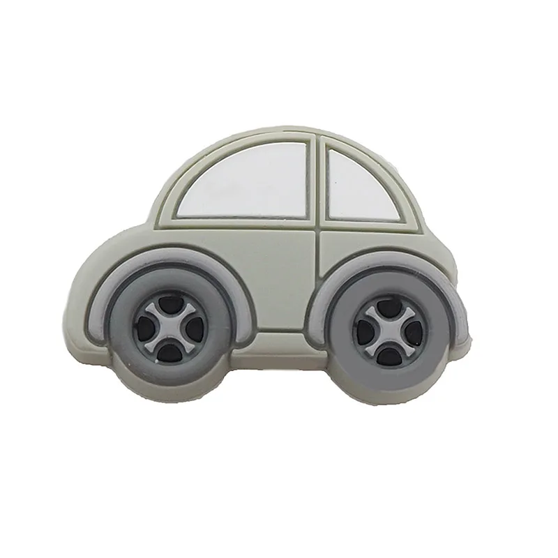 Grey Chenkai 8 шт. силиконовые бусины в виде автомобилей Детские мультфильм прорезывание зубов BPA бесплатно для DIY Младенческая Успокаивающая соска Уход браслет игрушки аксессуар - Цвет: Grey