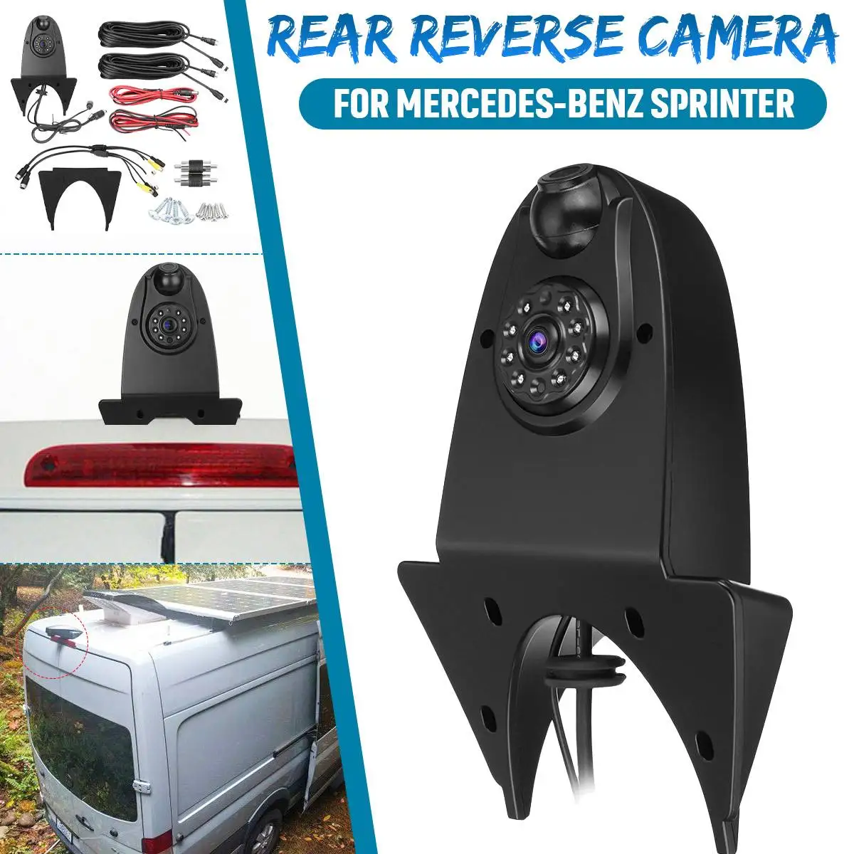 2 In 1 Rear Reverse Parking Running time Dual Camera Lens IP68 Waterproof High Level Roof Mount For Mercedes Benz Sprinter | Автомобили и