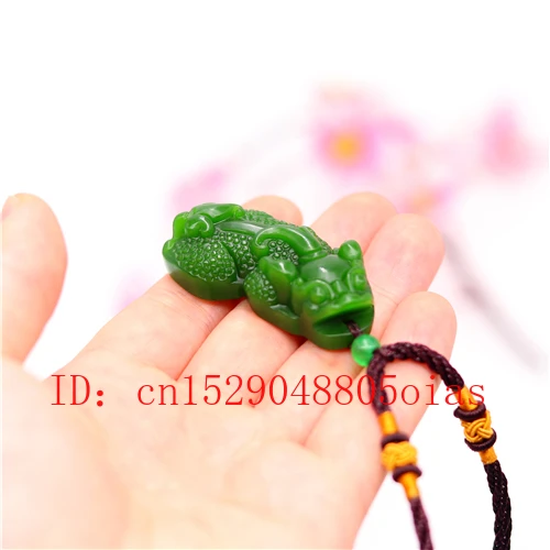 Натуральный зеленый китайский нефритовый кулон Pixiu ожерелье Очаровательное