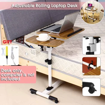 

2020 Adjustable Angle Height Rolling Laptop Desk Notebook Laptop Desk Stand Over Bed Sofa Table E1Level Environmental Protection