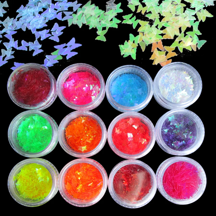 Bittb 12 цветов Бабочка для ногтей блестки хлопья блестки 3D ...