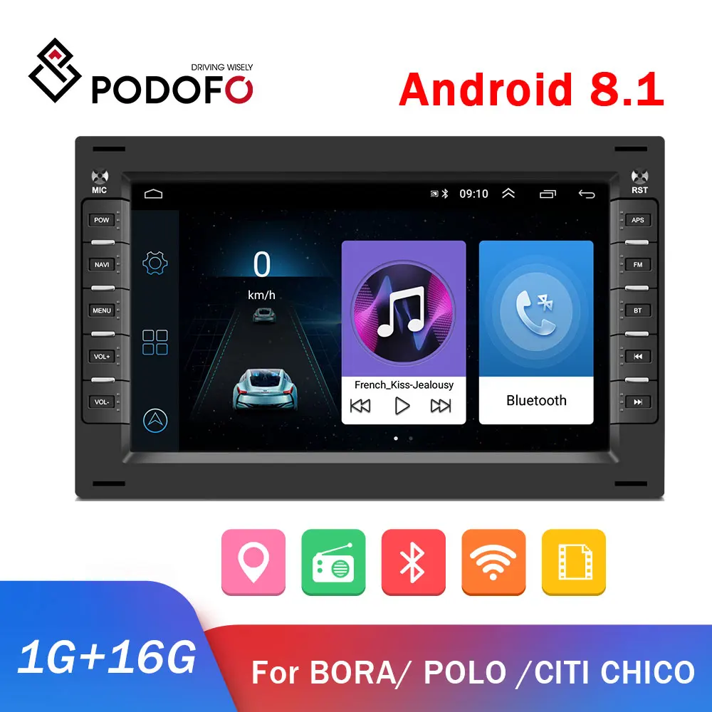 Podofo 2din Android автомобильное радио 2 Din Автомобильный мультимедийный плеер для Volkswagen SHARAN Golf Polo Passat T5 Skoda transporte