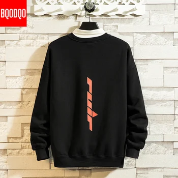 

Black Fleece Sweatshirts Cotton Pullover Men Winter Print Autumn Hip Hop Korean Sweatshirt Casual Streetwear Harajuku Pullovers