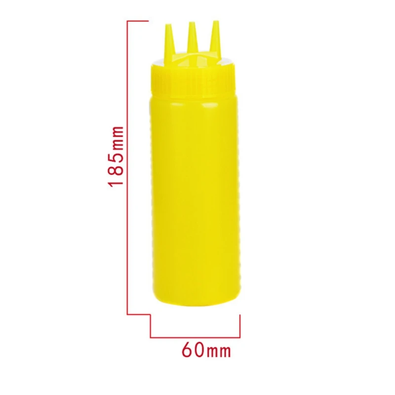 Пластиковая бутылка для соуса с тремя отверстиями, домашний кухонный инструмент, желтый, белый, красный - Цвет: SY