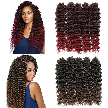 

18 inch Long Deep Wave Twist Crochet Hair Synthetic Braiding Hair Curl Wave Extensions For Black Women go go curly