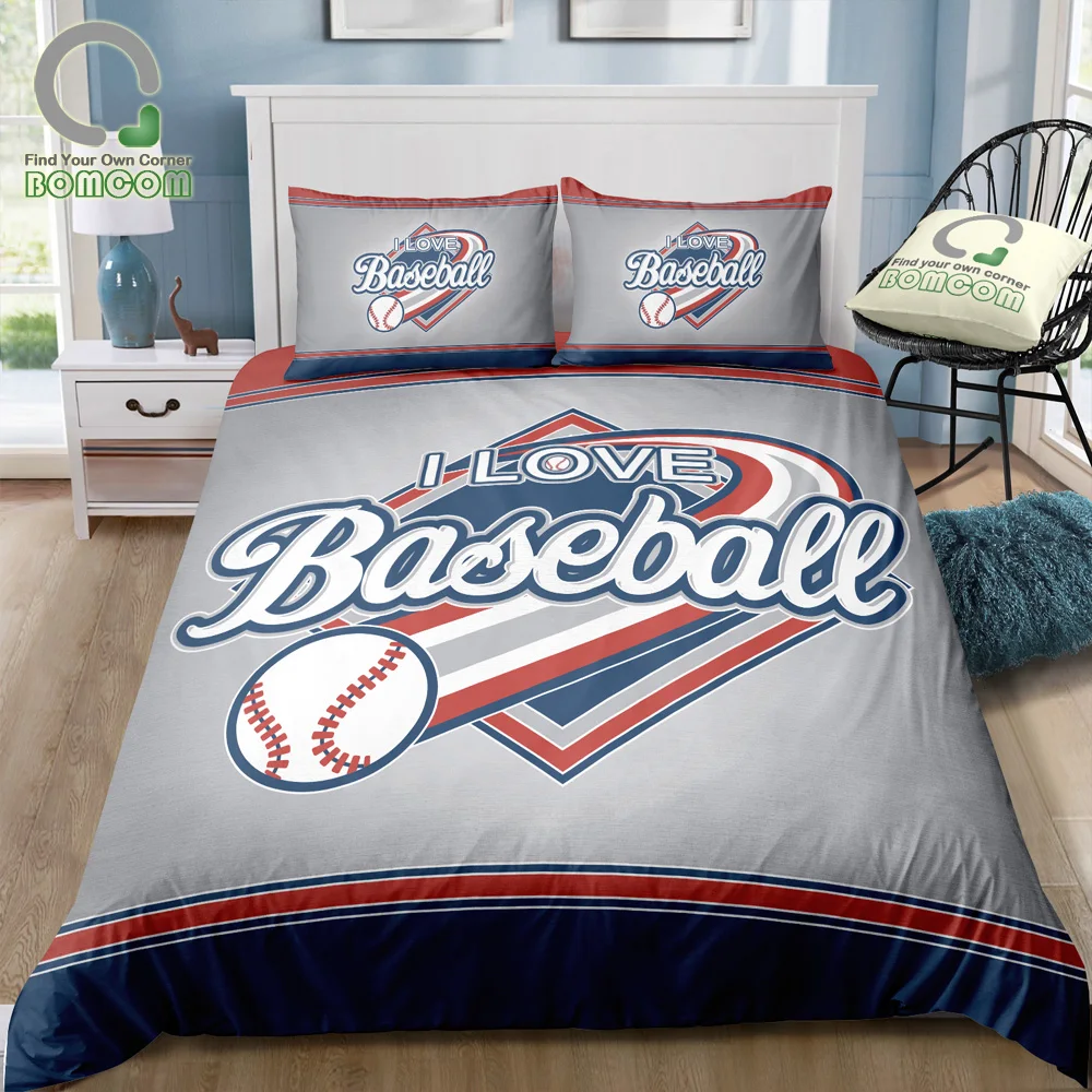 

Bomcom 3D Digital Printing Bedding Set MLB Style Baseball Fun Baseball Boy Baseball Club Duvet Cover Set 100% Microfiber