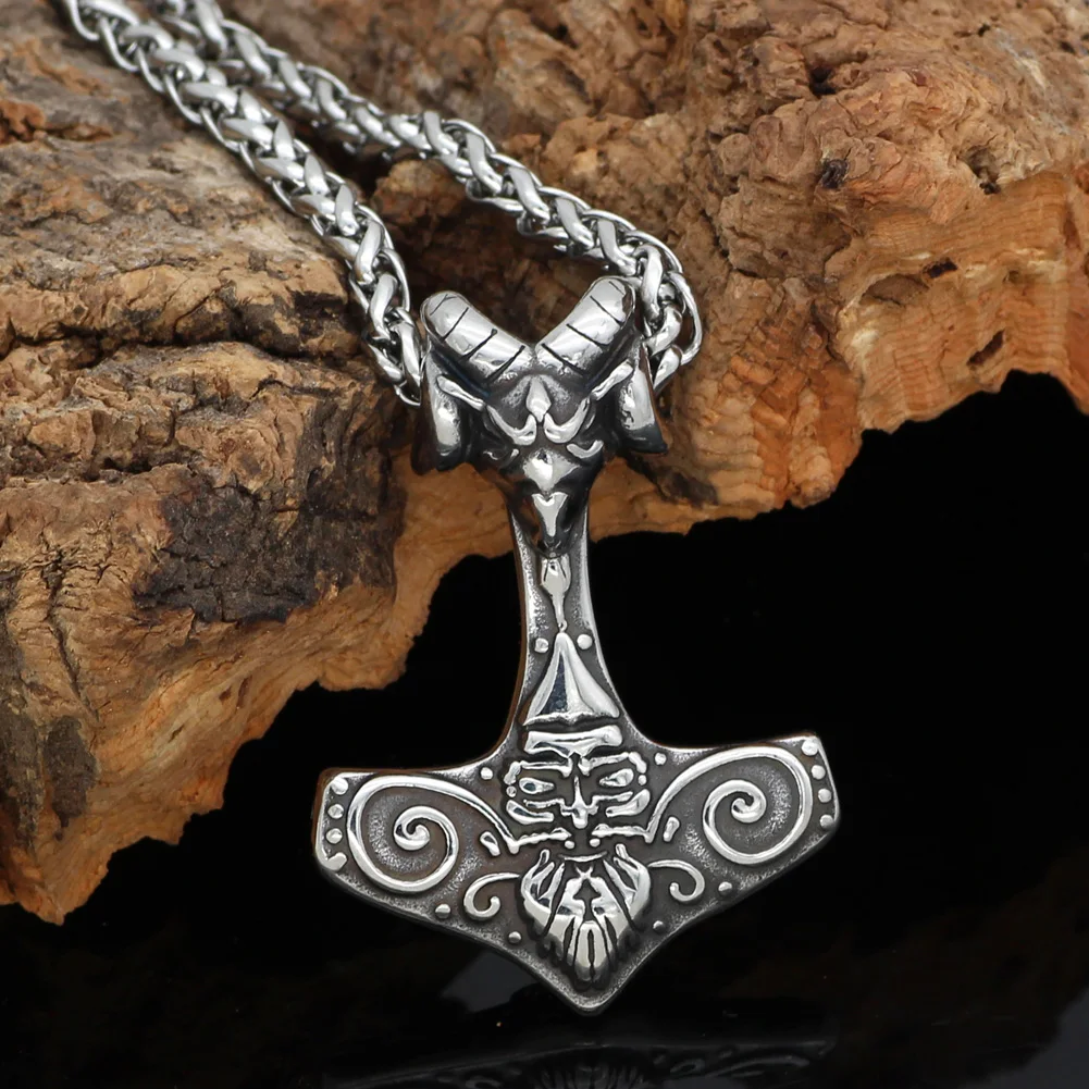 Скандинавские из нержавеющей стали thor hammer Mjolnir козья голова odin кулон