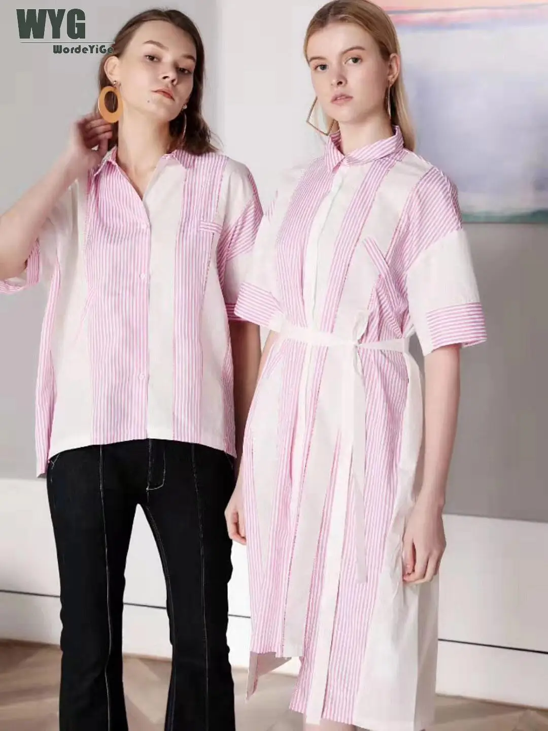 

High Quality Unique Designe Cotton Shirts and Blouses 2020 Spring Summer New Fashion Designer Striped Tops