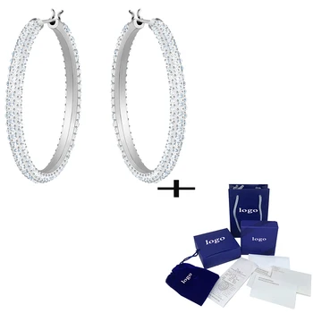 

SWA Delicate Fashion Simple New Large Round Crystal Stone Round Earrings Personality Lady Jewelry Anniversary Gift Unique Retro